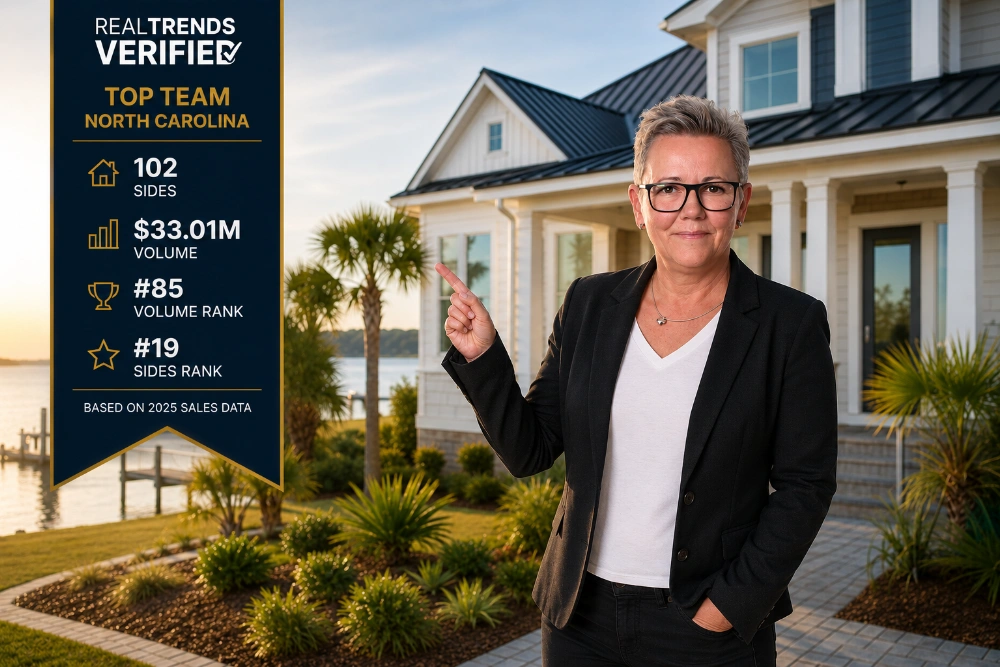 Sandra Steuer Realtor showcasing RealTrends Verified recognition and top real estate team rankings in North Carolina.